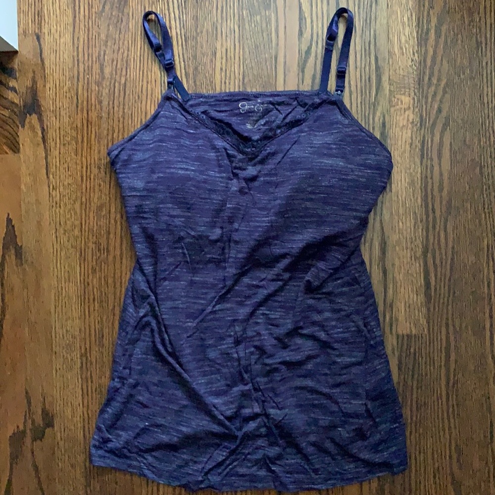 Jessica Simpson Clipdown Lace Trim Nursing Cami in navy